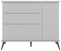 Cômoda Infantil 1 Porta 3 Gavetas 100% MDF Pés Retrô Mel Z39 Cinza - M