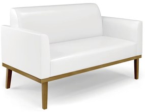 Sofá Namoradeira com 2 Poltronas Base de Madeira Fixa Castanho Marisa Corano  D03 - D'Rossi - Branco