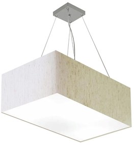 Lustre Pendente Retangular Md-4372 Cúpula em Tecido 60x40cm Linho Bege