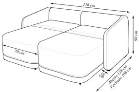 Sofá Cama Modulado Retrátil e Reclinável Decorativo Varsóvia 176cm Veludo Azul Marinho G33 - Gran Belo