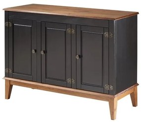 Buffet Antoine 3 Portas cor Preto com Amendoa 114 cm - 62645 Sun House