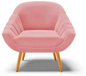 Poltrona Giovana Suede Rosê Pés Palito Castanho - Indo Decorar