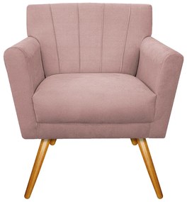 Poltrona Laura Pés Palito Mel Suede Rosê - ADJ Decor