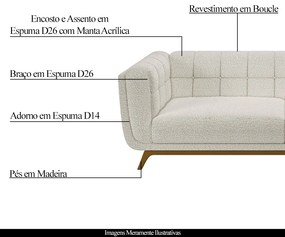 Sofá Decorativo Sala de Estar 180cm Rocket 2 Lugares Base Madeira Boucle Off White G45 - Gran Belo