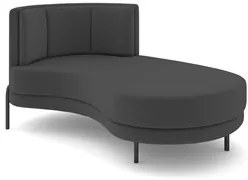 Chaise Longue Divã 164cm Braço Esquerdo Logus D06 Veludo Cinza - Mpoze