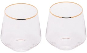 Jogo 2 Copos Baixos De Vidro Com Borda Dourada Lines 330ml 29131 Wolff