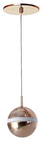 Pendente C/ Globo Filete Ø12X18Cm Metal E Vidro 1 X G9 Globo Ø12Cm |Ol... (COBRE BRILHO, FOSCO)