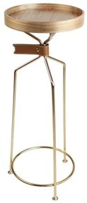 Mesa Apoio Tag Alta Tampo Nogueira com Base Dourada 27 cm (LARG) - 55116 Sun House