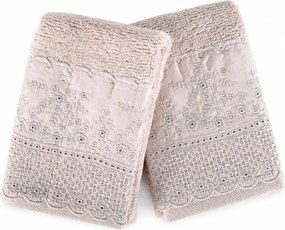 Jogo 2 Toalhas de  Lavabo Trussardi 100% Algodão Raffinato Bordado - Rose  Rose