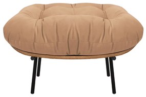 Puff Costela Suede Caramelo Sisal Base Metal - D'Rossi