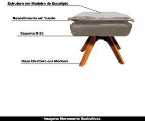 Puff Decorativo Base Giratória em Madeira Charger Suede Nude G19 - Gran Belo