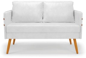 Kit 01 Namoradeira 02 Lugares e 02 Poltronas Mari Corano Pés Palito Castanho - D'Rossi - Branco