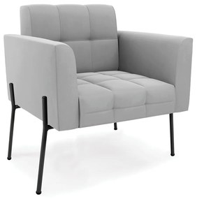 Poltrona Pé de Ferro Preto para Sala Elisa Suede D03 - D'Rossi - Cinza