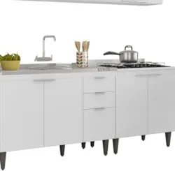 Armário de Cozinha CP05 Com Pia 120cm Pérola Z34 Branco     - Mpozenat