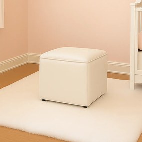 Puff Decorativo Quadrado para Sala Lígia Sintético E03 - D'Rossi - Bege