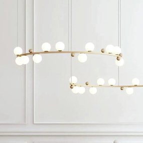 Pendente Aliança Metá 24X130X65Cm Globo 10Cm 11Xg9 - Usina 90000/11 (BT - Branco Texturizado, Cristal (Transparente))