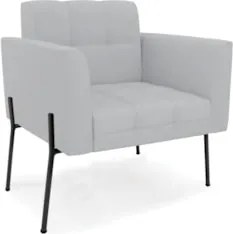 Poltrona Para Sala Pé Metal Preto Kit 2 Ana Linho Cinza - Ibiza