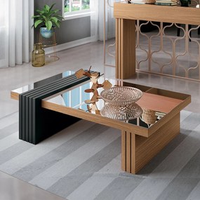 Mesa de Centro com Espelho Riad Decorativa Sala de Estar Freijó/Preto G26 - Gran Belo