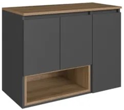 Gabinete Banheiro 80cm Para Cuba 3 Portas Eros Mel/Grafite F10 - Mpoze