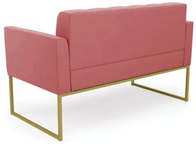 Sofá Namoradeira Elisa Suede Base Metálica Industrial Dourado - D'Rossi - Rose