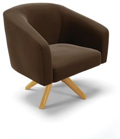 Sofá Namoradeira e Poltrona Giratória MA30 Stella Suede D03 - D'Rossi - Marrom