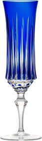 Taça de Cristal Flauta Mozart Basic Lapidado p/ Champagne 195ml - Azul Escuro - 66 Azul Escuro - 66