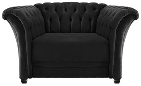 Poltrona Decorativa Chesterfield Sofia Suede Preto - ADJ Decor