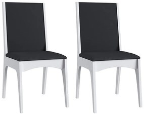 Conjunto 2 Cadeiras Em Mdf Estofada Envelopada Corano Branco/Preto