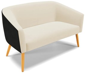 Namoradeira e 2 Poltronas Pé Palito Castanho Stella Preto/Linho Areia D03 - D'Rossi