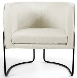 Poltrona Decorativa Base Aço Betina C-107 Linho Bege Claro - Domi