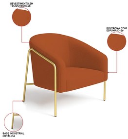 Poltrona Sala Industrial Alta Dourado Stella Bouclê D03 - D'Rossi - Terra