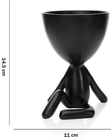 Vaso Decorativo Bob Robert Plant Em Poliresina Preto 14,5x11x12 Cm - D'Rossi