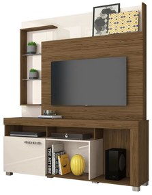 Estante de TV 50 Pol 160cm Sala de Estar Velora M20 - D'Rossi - Naturale e Off White