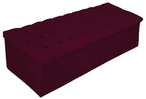 Recamier Baú Estofada Mel 195 cm King Size Com Capitonê Suede Bordô - ADJ Decor