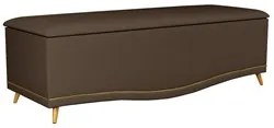 Calçadeira Baú Casal 140cm com Tachas Imperial J02 Veludo Chocolate -