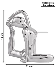 Escultura Decorativa de Yoga em Porcelana 2 Prata G39 - Gran Belo
