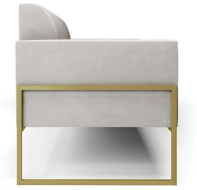 Sofá Namoradeira Base Industrial Alta Dourado Marisa Veludo D03 - D'Rossi - Cinza