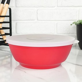 Bowl de Plástico com Tampa 1,8L - Vermelho