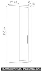 Guarda Roupa Canto Obliquo 70cm 1 Porta Taiga Branco/Cinnamon L01  - M