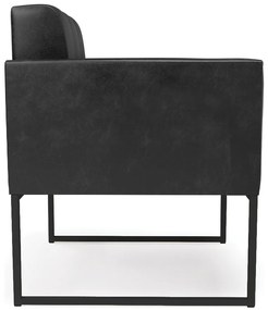 Poltrona Sala Decorativa Elisa Industrial Preto Sintético Pu D03 - D'Rossi - Couro preto