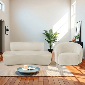 Kit Recamier Curvo Amsterdã 160cm e Poltrona Amore Luxo Bouclé