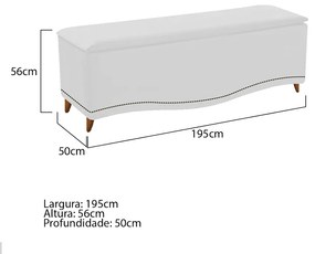 Calçadeira Estofada Yasmim 195 cm King Size Corano Branco - ADJ Decor