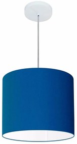 Lustre Pendente Cilíndrico Md-4143 Cúpula em Tecido 35x25cm Azul Marinho - Bivolt