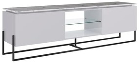 Rack Tv Multifuncional Prateleira De Vidro - Thassos Branco