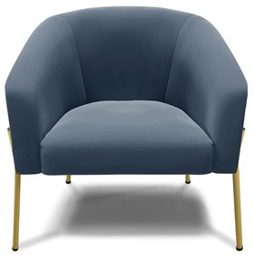 Poltrona Decorativa Pé de Ferro Dourado Kit 2 Stella Suede D03 - D'Rossi - Azul Marinho