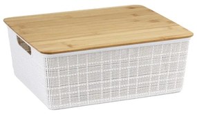 Caixa Organizadora Com Tampa de Bambu (Branco) - 12L