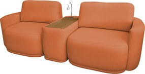 Sofá Sala Modulado 231cm com Console USB Luminária Brumma Bouclê K01 - D'Rossi - Terracota