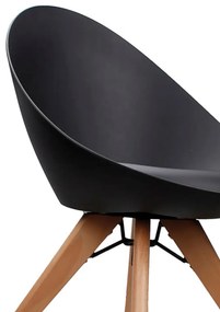 Cadeira para Sala Base Giratória de Madeira Kit 4 Elen Preto R02 - D'Rossi