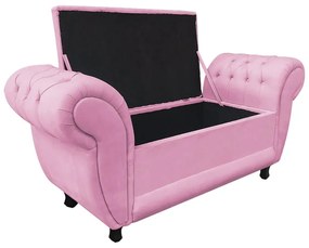 Recamier Baú Londres 1,20 m Suede D'Rossi - Rosa Bebê