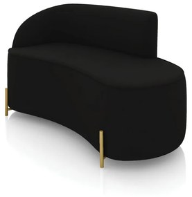 Sofá 2 Lugares Orgânico 140cm Pé Dourado Morgan Veludo D03 - D'Rossi - Preto